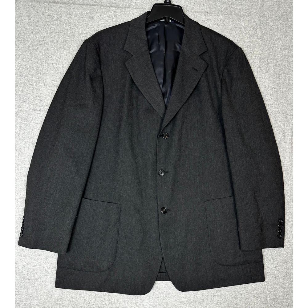 Brooks Brothers Blazer Mens 44R Charcoal Black Gray Pure New Wool 3-Button